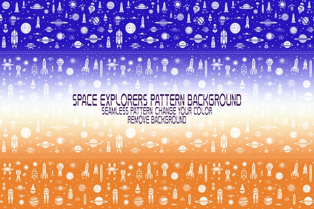 Textura de fondo con exploradores espaciales transbordadores planetas y estrellas patrón PSD editable