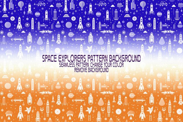 Textura de fondo con exploradores espaciales transbordadores planetas y estrellas patrón PSD editable