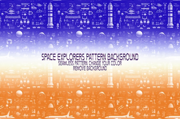 Textura de fondo con exploradores espaciales transbordadores planetas y estrellas patrón PSD editable