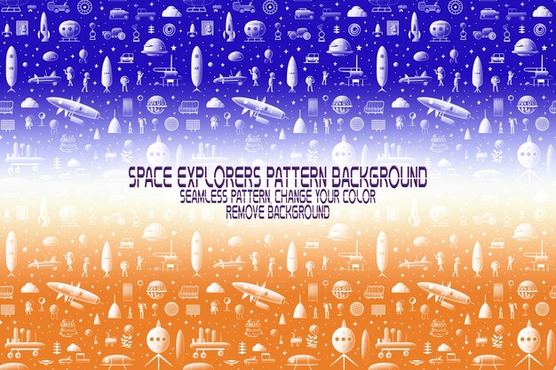 Textura de fondo con exploradores espaciales transbordadores planetas y estrellas patrón PSD editable