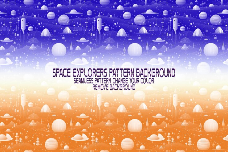 PSD textura de fondo con exploradores espaciales transbordadores planetas y estrellas patrón psd editable