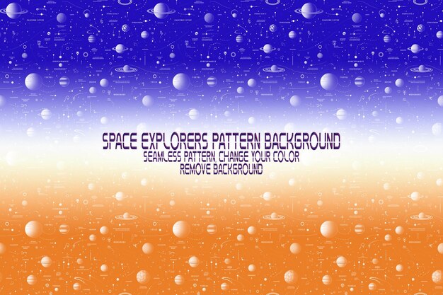 Textura de fondo con exploradores espaciales transbordadores planetas y estrellas patrón PSD editable