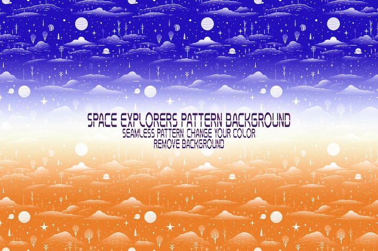 PSD textura de fondo con exploradores espaciales transbordadores planetas y estrellas patrón psd editable
