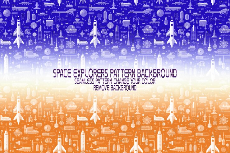 PSD textura de fondo con exploradores espaciales transbordadores planetas y estrellas patrón psd editable