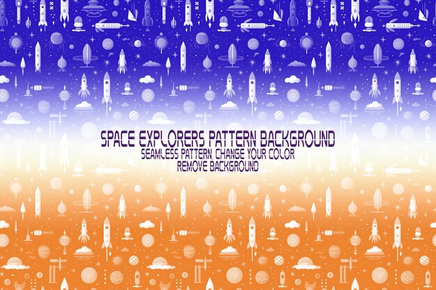 Textura de fondo con exploradores espaciales transbordadores planetas y estrellas patrón PSD editable