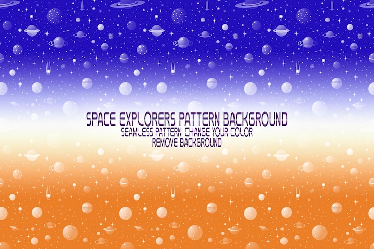 PSD textura de fondo con exploradores espaciales transbordadores planetas y estrellas patrón psd editable