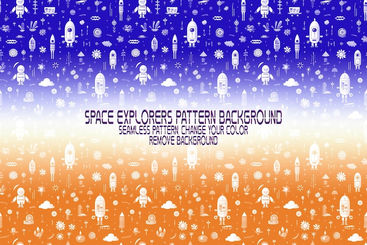 PSD textura de fondo con exploradores espaciales transbordadores planetas y estrellas patrón psd editable