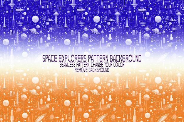 Textura de fondo con exploradores espaciales transbordadores planetas y estrellas patrón PSD editable