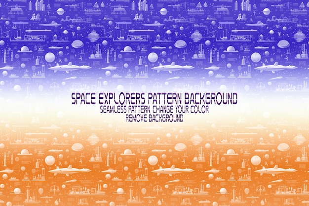 Textura de fondo con exploradores espaciales transbordadores planetas y estrellas patrón PSD editable