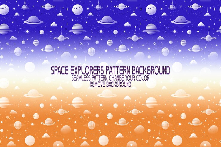 PSD textura de fondo con exploradores espaciales transbordadores planetas y estrellas patrón psd editable
