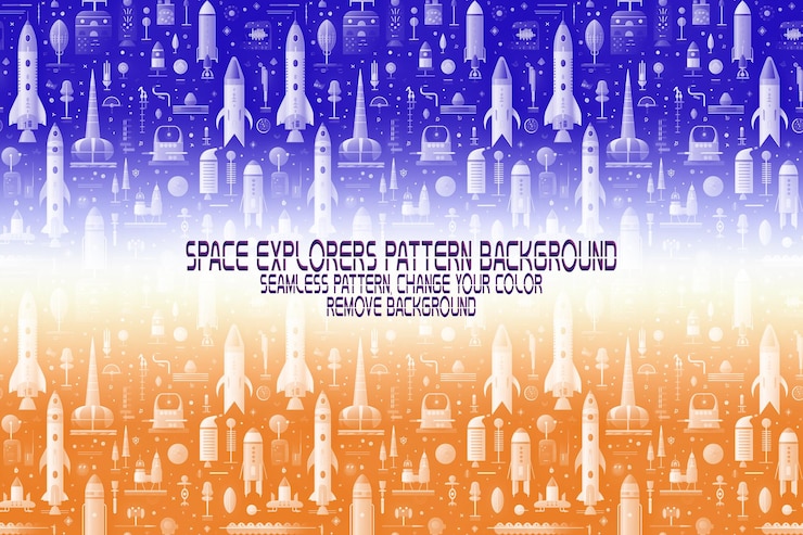 PSD textura de fondo con exploradores espaciales transbordadores planetas y estrellas patrón psd editable