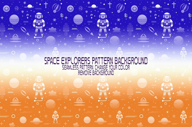 Textura de fondo con exploradores espaciales transbordadores planetas y estrellas patrón PSD editable