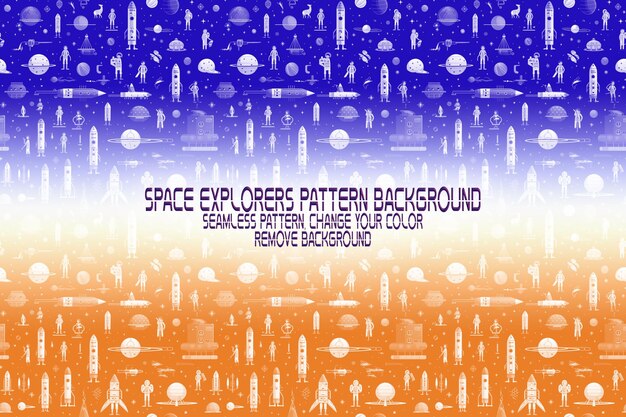 Textura de fondo con exploradores espaciales transbordadores planetas y estrellas patrón PSD editable