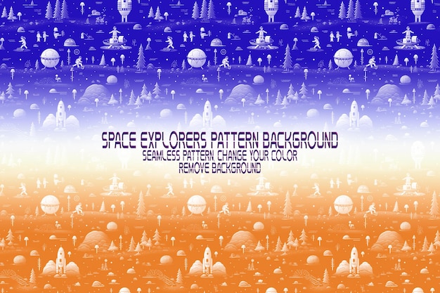 Textura de fondo con exploradores espaciales transbordadores planetas y estrellas patrón PSD editable