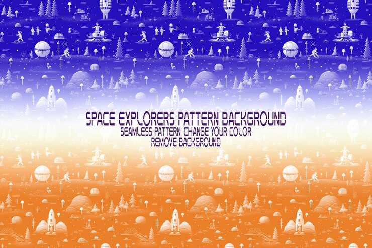 PSD textura de fondo con exploradores espaciales transbordadores planetas y estrellas patrón psd editable