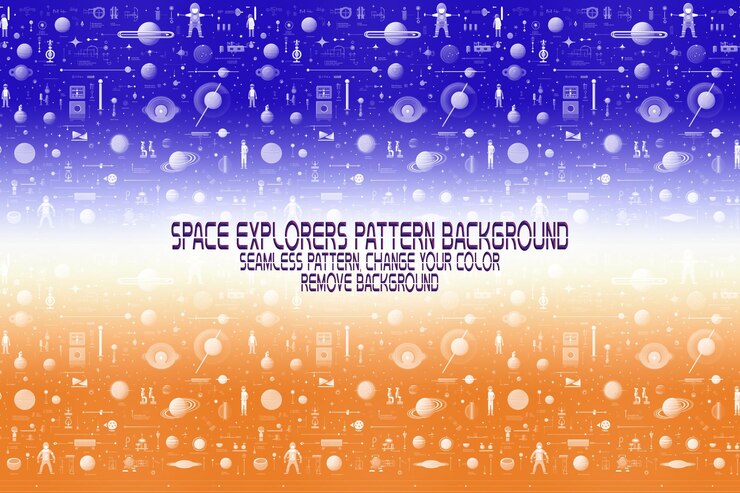 PSD textura de fondo con exploradores espaciales transbordadores planetas y estrellas patrón psd editable