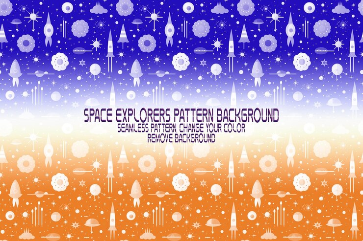 PSD textura de fondo con exploradores espaciales transbordadores planetas y estrellas patrón psd editable