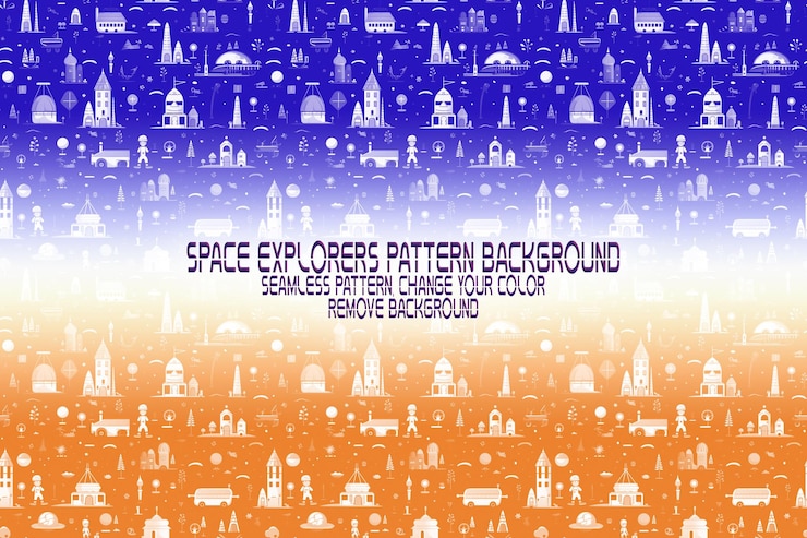 PSD textura de fondo con exploradores espaciales transbordadores planetas y estrellas patrón psd editable