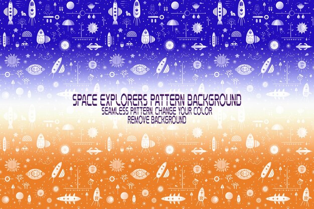 Textura de fondo con exploradores espaciales transbordadores planetas y estrellas patrón PSD editable