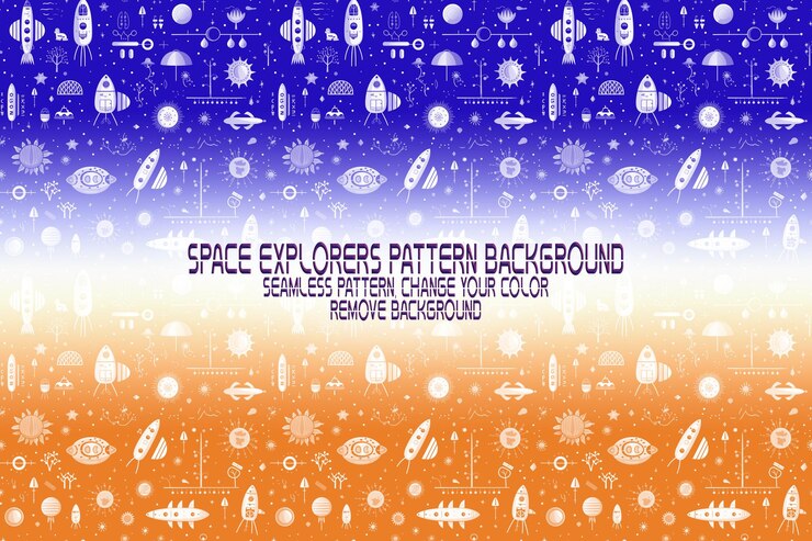 PSD textura de fondo con exploradores espaciales transbordadores planetas y estrellas patrón psd editable