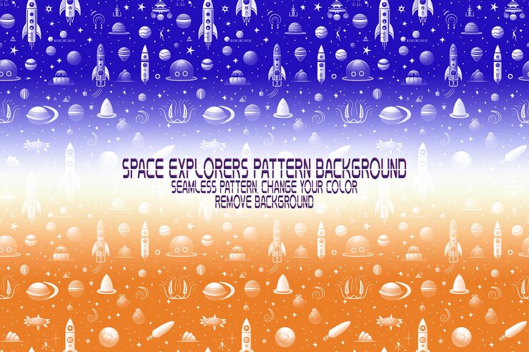 PSD textura de fondo con exploradores espaciales transbordadores planetas y estrellas patrón psd editable