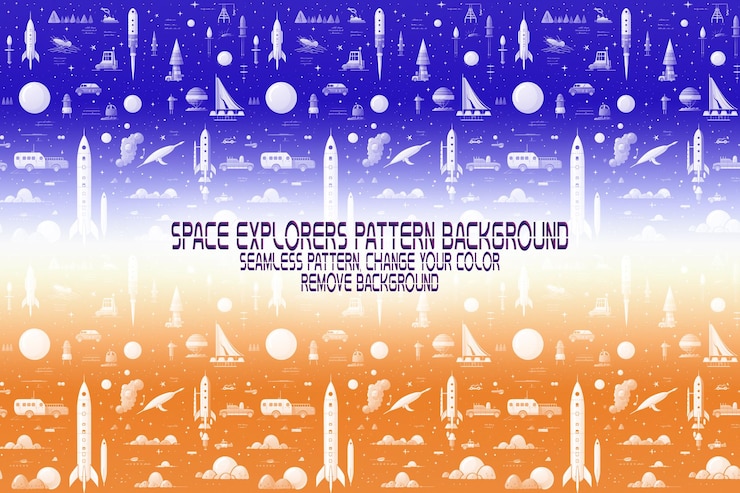 PSD textura de fondo con exploradores espaciales transbordadores planetas y estrellas patrón psd editable