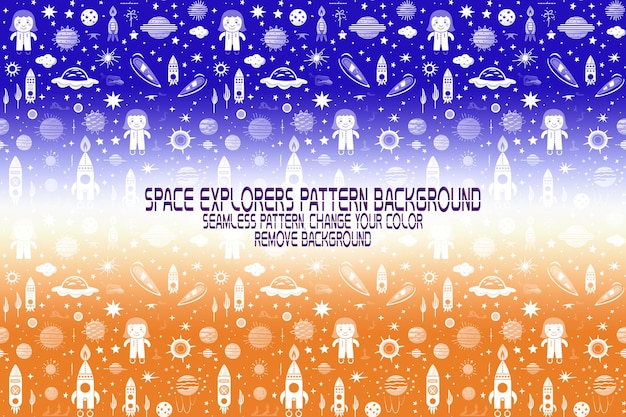 Textura de fondo con exploradores espaciales transbordadores planetas y estrellas patrón PSD editable