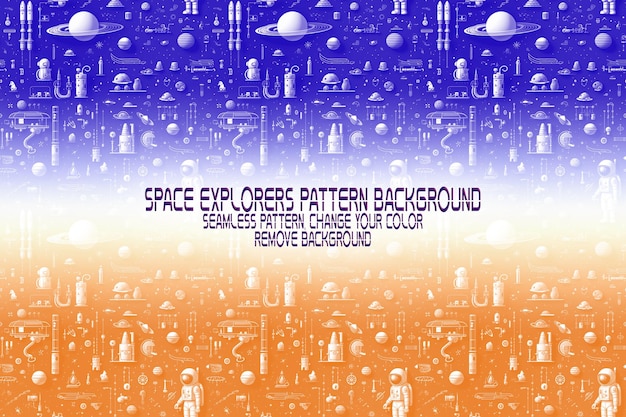Textura de fondo con exploradores espaciales transbordadores planetas y estrellas patrón PSD editable