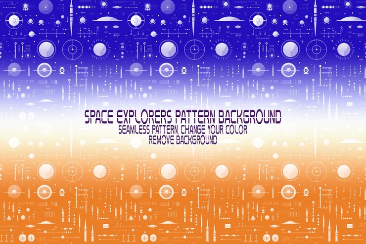PSD textura de fondo con exploradores espaciales transbordadores planetas y estrellas patrón psd editable