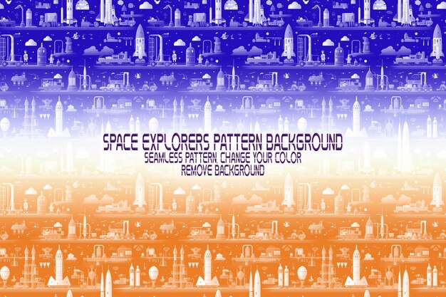 PSD textura de fondo con exploradores espaciales transbordadores planetas y estrellas patrón psd editable