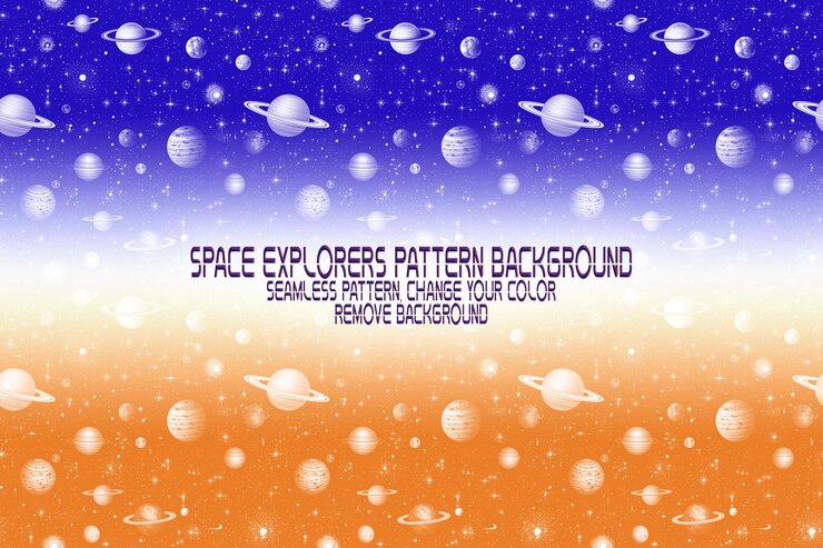 PSD textura de fondo con exploradores espaciales transbordadores planetas y estrellas patrón psd editable