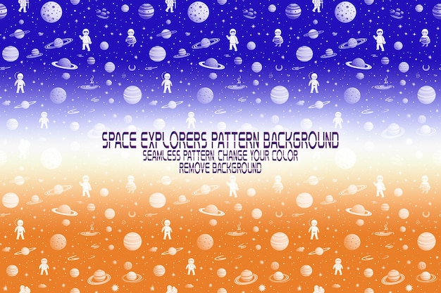 Textura de fondo con exploradores espaciales transbordadores planetas y estrellas patrón PSD editable
