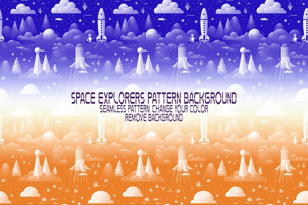 Textura de fondo con exploradores espaciales transbordadores planetas y estrellas patrón PSD editable