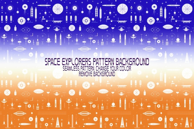 Textura de fondo con exploradores espaciales transbordadores planetas y estrellas patrón PSD editable