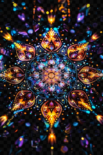 PSD textura kaleidoscópio fundo com padrões simétricos e formas brilhantes y2k collage art neon