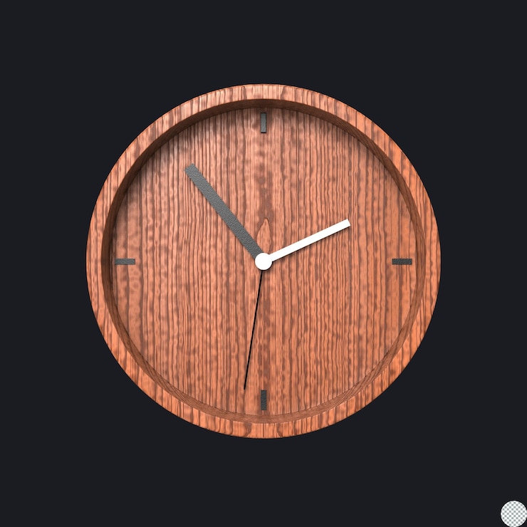 PSD textura de madera concepto de reloj de alarma renderización 3d para ilustración aislada