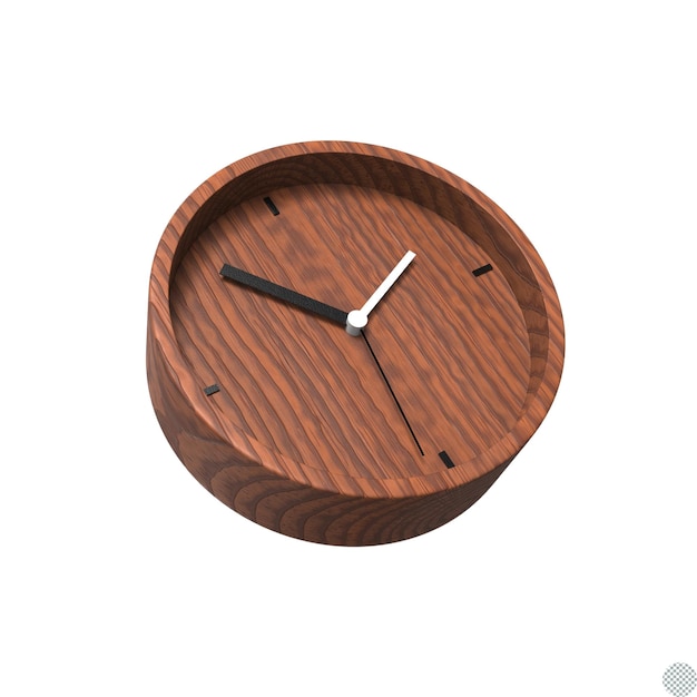 PSD textura de madera concepto de reloj de alarma renderización 3d para ilustración aislada