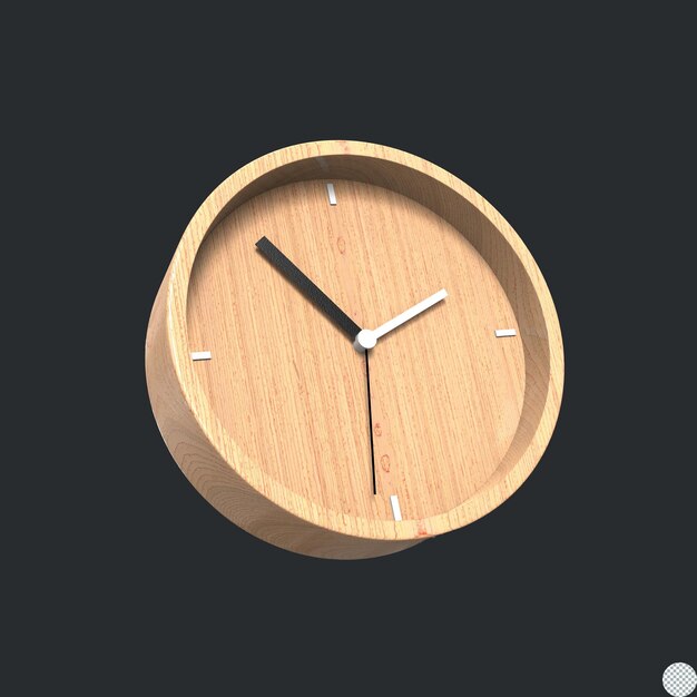 PSD textura de madera concepto de reloj de alarma renderización 3d para ilustración aislada