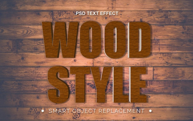 PSD textura de madera realista en 3d efecto de texto