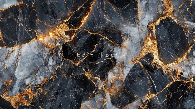 PSD textura de mármol negro y dorado con grietas
