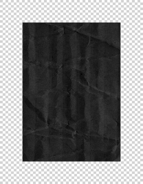 Textura de papel arrugado negro psd hoja de pliegue realista sobre fondo transparente