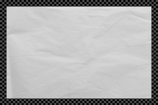 Textura de papel blanco arrugado sobre un fondo transparente