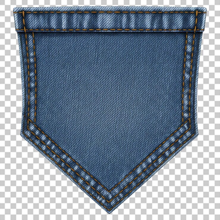PSD textura de tela de denim con puntadas detalladas aisladas