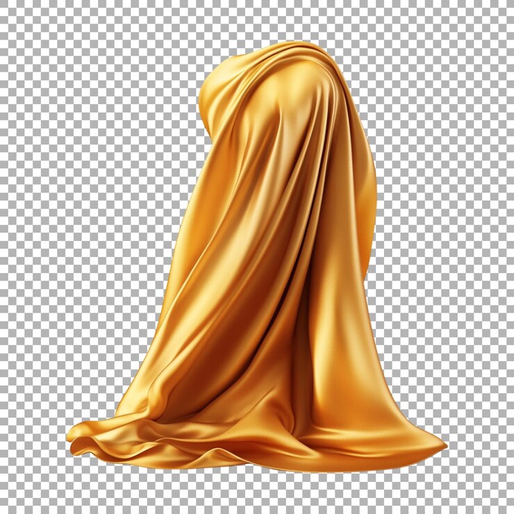 PSD textura de tela de seda dorada en un fondo transparente generada por ai
