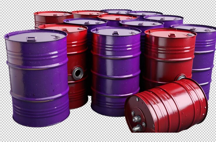 PSD textura tridimensional roja y púrpura del barril de petróleo industrial
