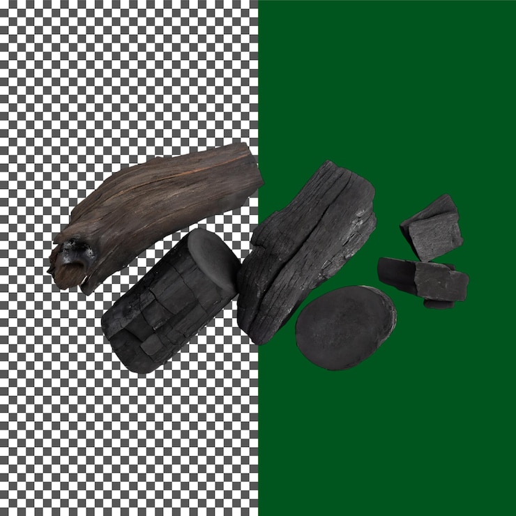 PSD texturas de carvão de alta resolução em fundo transparente png psd