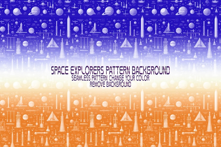 PSD texture d'arrière-plan avec explorateurs spatiaux navettes planètes et étoiles modèle psd modifiable