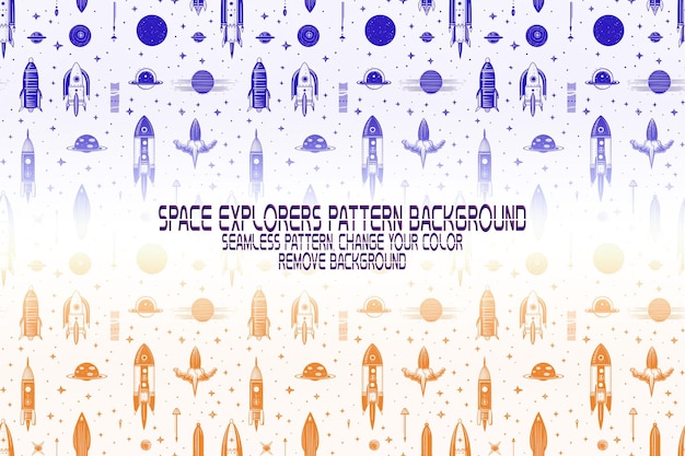 Texture d'arrière-plan avec explorateurs spatiaux navettes planètes et étoiles modèle PSD modifiable
