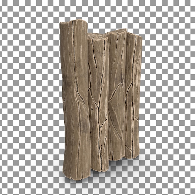 PSD texture bois 3d sur fond isolé et transparent