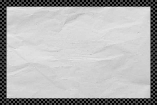 Texture di carta bianca rugosa su sfondo trasparente
